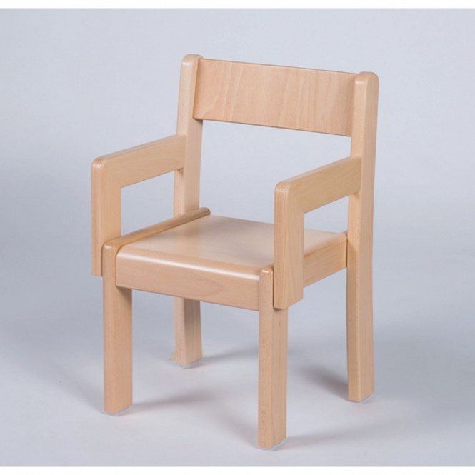 Massivholzkinderstuhl mit Armlehnen, Buche massiv, Kunststoffgleiter 